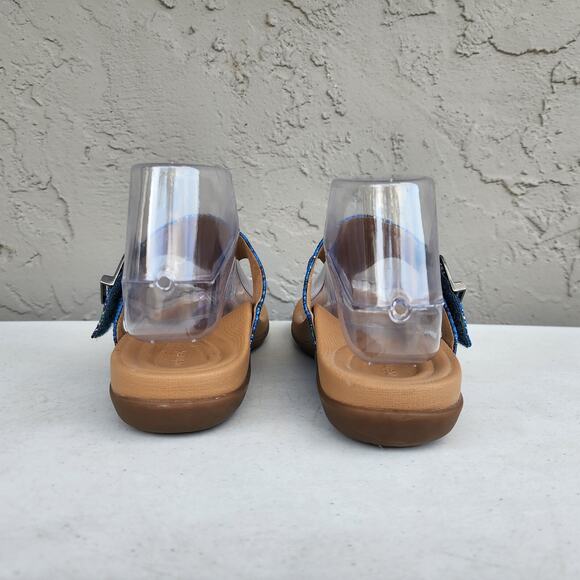 Aetrex Flip Flop Sandals Womens 6 Rita Adjustable Blue Snakeskin Comfort Thong - Picture 5 of 13